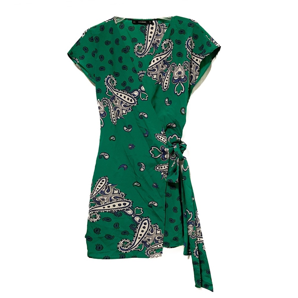 Green bandana wrap dress